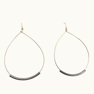 Boho 14k Gold Filled 925 Sterling Silver Teardrop Mixed Metal Hoops Artisan Made